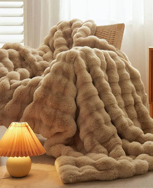 Fur Throw Blanket - White