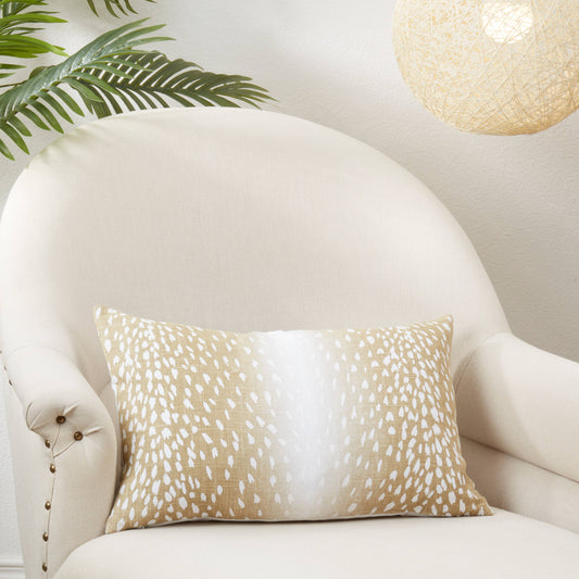 Earthy Antelope Print Throw Pillow: Natural
