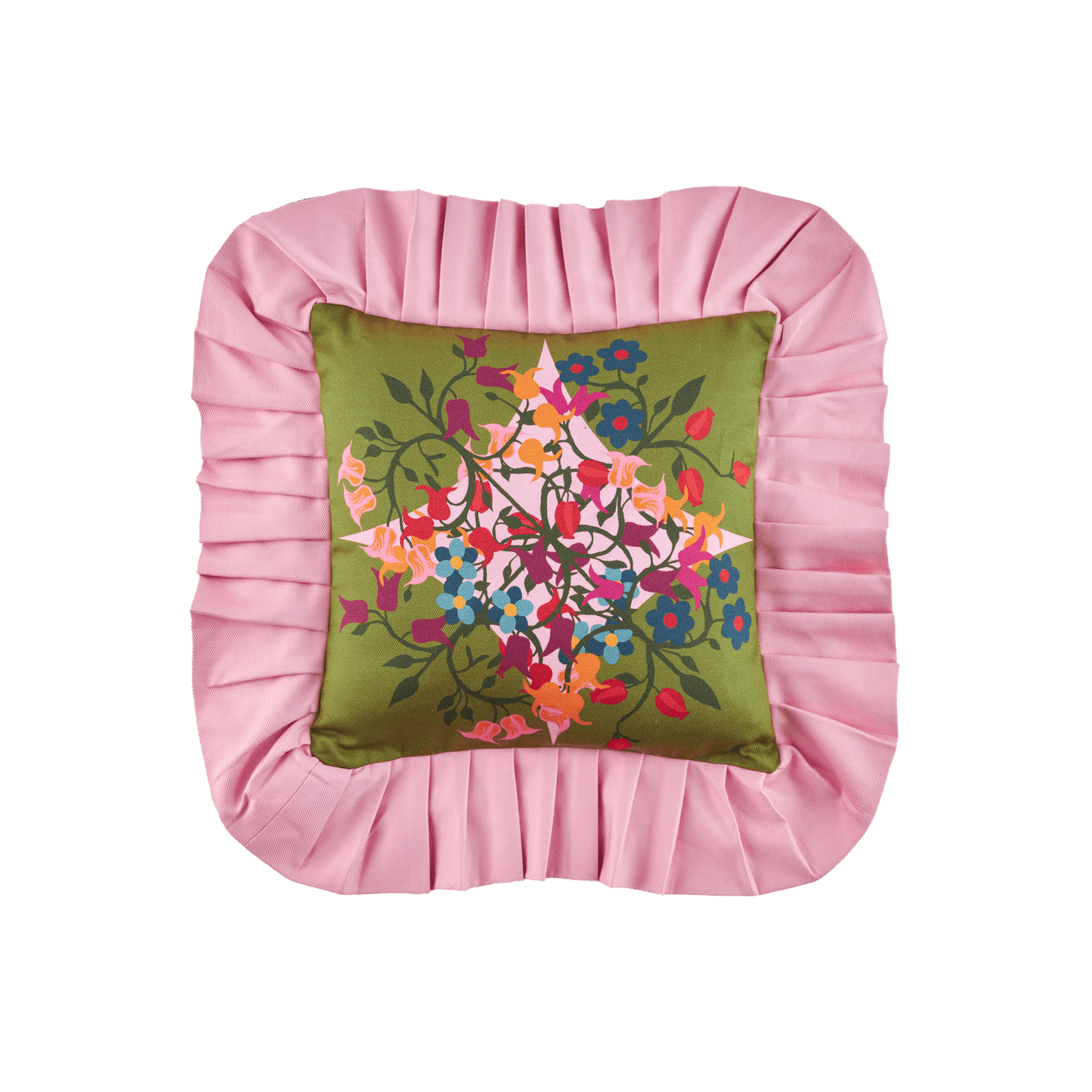 Ruffled Pillow Cover Green