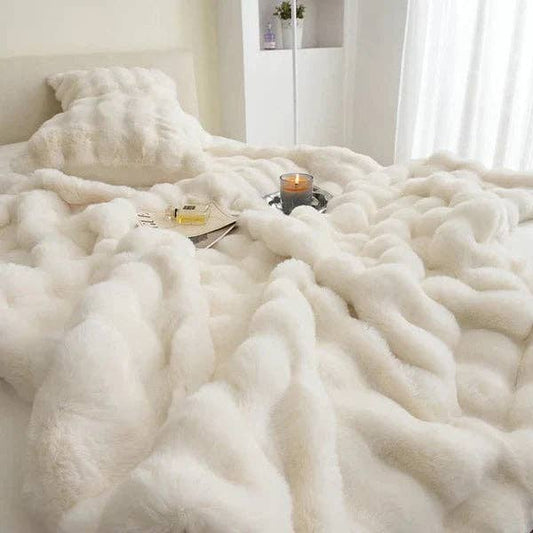 Fur Throw Blanket - White