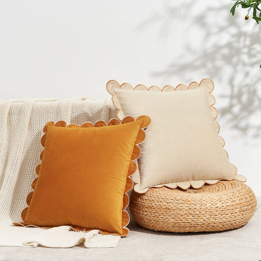 Scalloped  Edge Pillow with Insert 16x16 inch