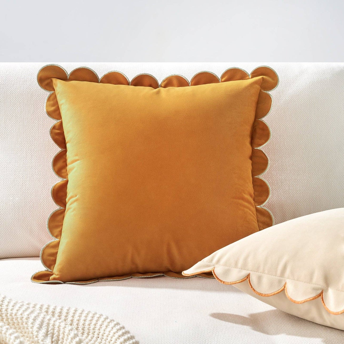 Scalloped  Edge Pillow with Insert 16x16 inch